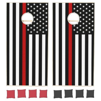 Thin Red Line Flag Cornhole Set by ThinBlueLineDesign at Zazzle
