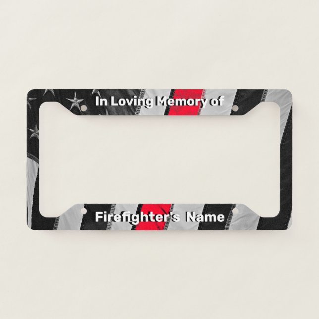 Thin Red Line Flag Fallen Firefighter Memorial License Plate Frame (Front)