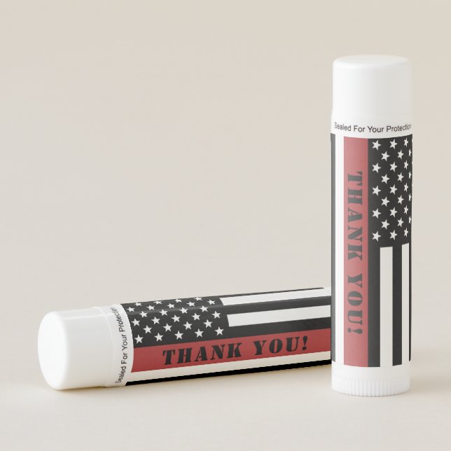 Thin Red Line Flag Firefighter Appreciation Gifts Lip Balm (Front)