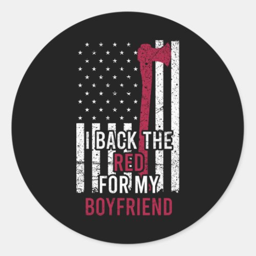Thin Red Line Flag Firefighter Girlfriend Classic Round Sticker