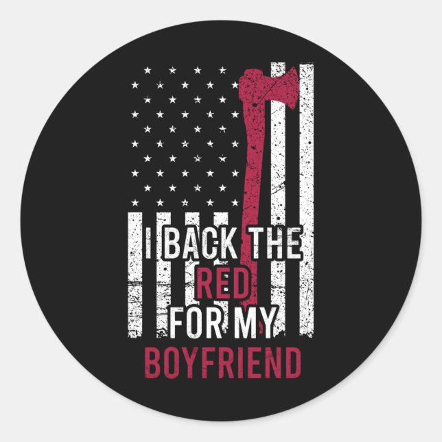 Thin Red Line Flag Firefighter Girlfriend Classic Round Sticker (Front)