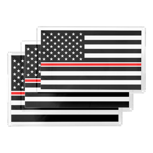 Thin Red Line Flag: Firefighter Hero Memorial Acrylic Tray (Set)