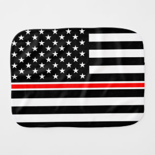 Thin Red Line Flag: Firefighter Hero Memorial Baby Burp Cloth