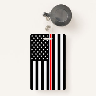 Thin Red Line Flag: Firefighter Hero Memorial Badge