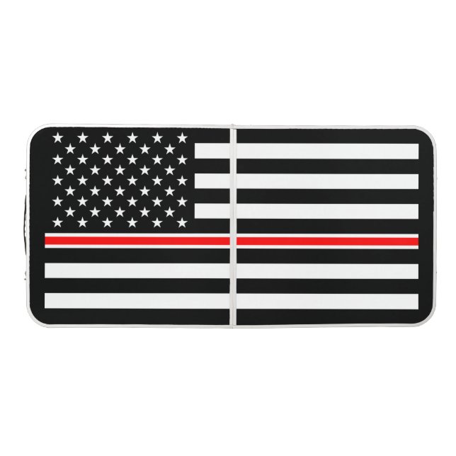 Thin Red Line Flag: Firefighter Hero Memorial Beer Pong Table (Top)