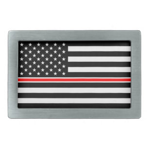 Thin Red Line Flag: Firefighter Hero Memorial Belt Buckle