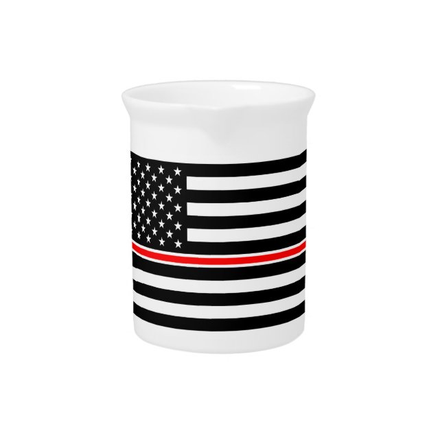 Thin Red Line Flag: Firefighter Hero Memorial Beverage Pitcher (Front)