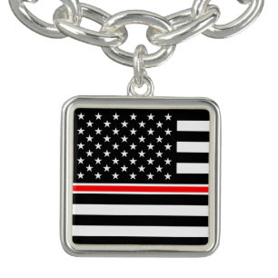 Thin Red Line Flag: Firefighter Hero Memorial Bracelet