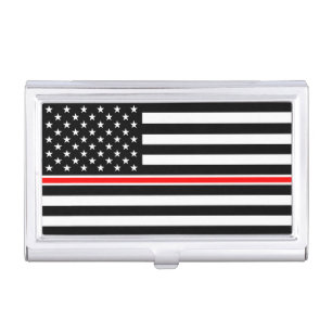 Thin Red Line Flag: Firefighter Hero Memorial Business Card Case