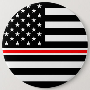 Thin Red Line Flag: Firefighter Hero Memorial Button