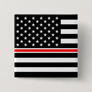 Thin Red Line Flag: Firefighter Hero Memorial Button