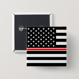 Thin Red Line Flag: Firefighter Hero Memorial Button