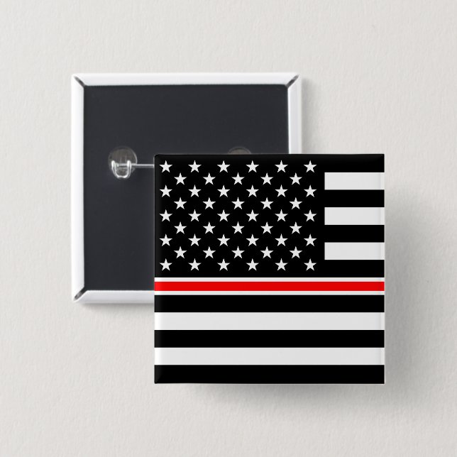 Thin Red Line Flag: Firefighter Hero Memorial Button (Front & Back)