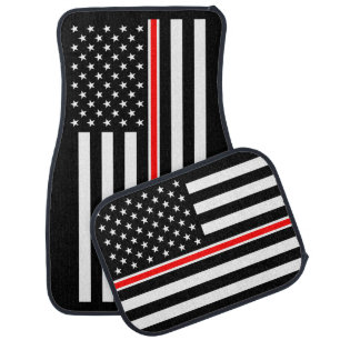 Thin Red Line Flag: Firefighter Hero Memorial Car Floor Mat