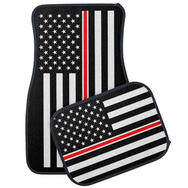 Thin Red Line Flag: Firefighter Hero Memorial Car Floor Mat (Set)