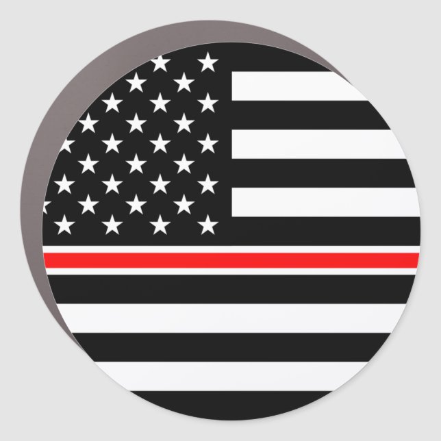Thin Red Line Flag: Firefighter Hero Memorial Car Magnet (Front)