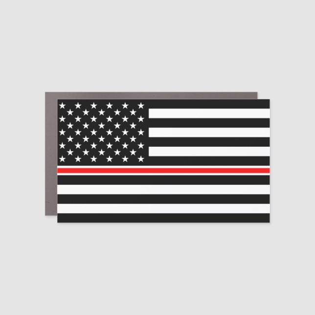 Thin Red Line Flag: Firefighter Hero Memorial Car Magnet (Front)