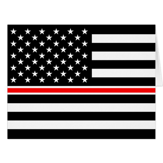Thin Red Line Flag: Firefighter Hero Memorial Cards (Front Horizontal)