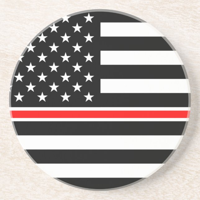Thin Red Line Flag: Firefighter Hero Memorial Coaster (Front)
