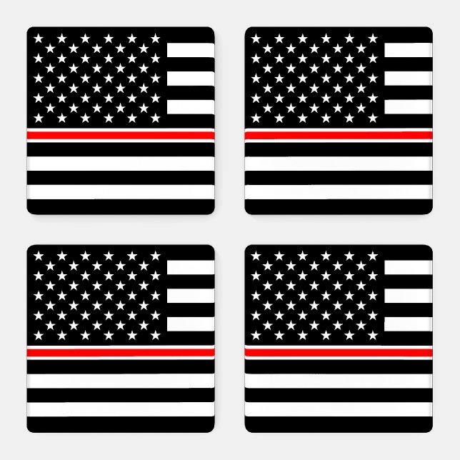 Thin Red Line Flag: Firefighter Hero Memorial Coaster Set (Set)