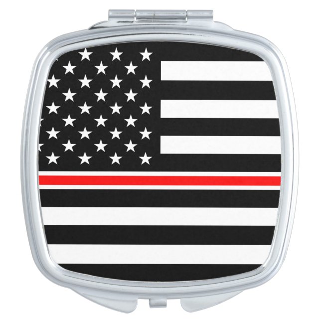 Thin Red Line Flag: Firefighter Hero Memorial Compact Mirror (Front)