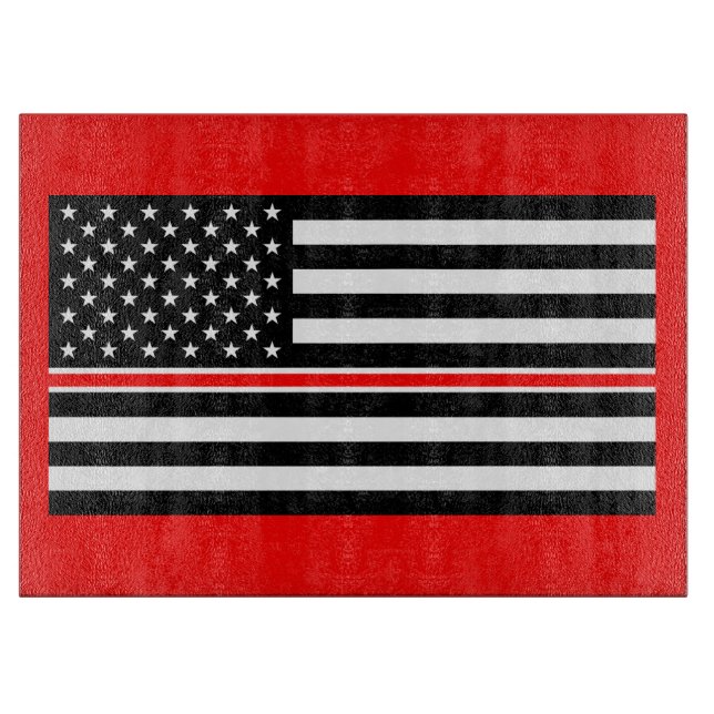 Thin Red Line Flag: Firefighter Hero Memorial Cutting Board (Front)