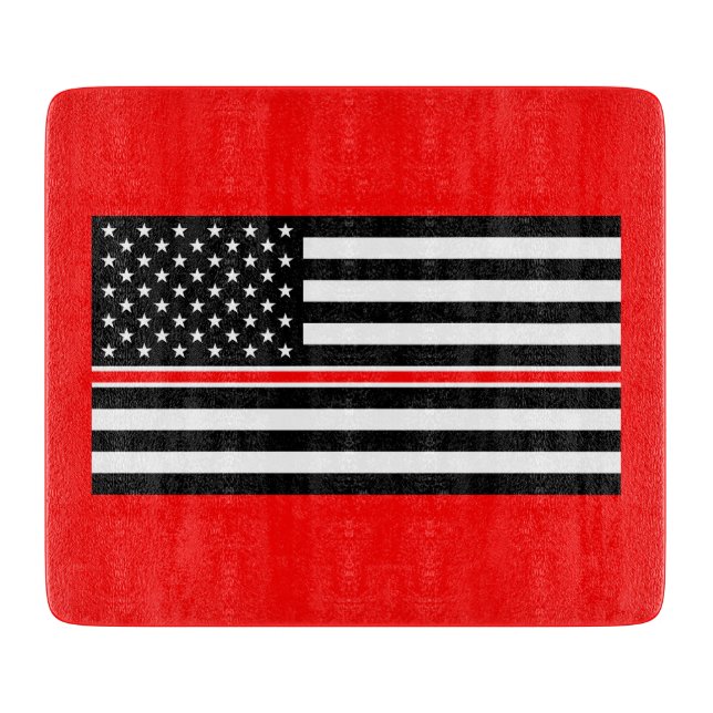 Thin Red Line Flag: Firefighter Hero Memorial Cutting Board (Front)