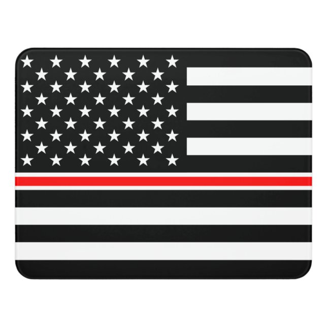 Thin Red Line Flag: Firefighter Hero Memorial Door Sign (Contemporary Front)