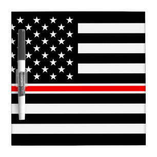 Thin Red Line Flag: Firefighter Hero Memorial Dry Erase Board