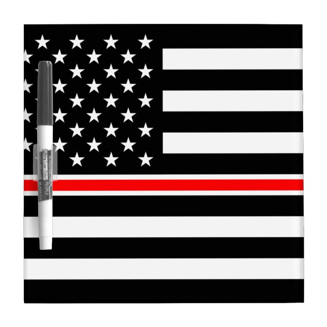 Thin Red Line Flag: Firefighter Hero Memorial Dry Erase Board (Front)