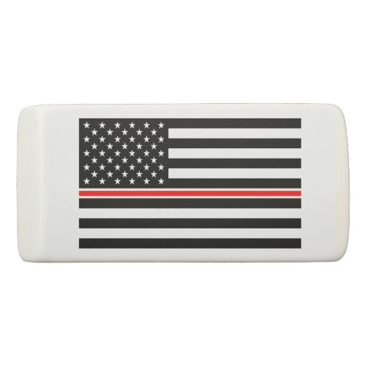 Thin Red Line Flag: Firefighter Hero Memorial Eraser (Back)