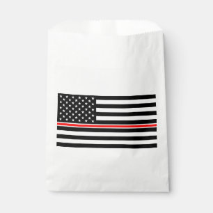 Thin Red Line Flag: Firefighter Hero Memorial Favor Bag