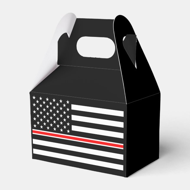 Thin Red Line Flag: Firefighter Hero Memorial Favor Boxes (Front Side)