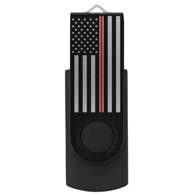 Thin Red Line Flag: Firefighter Hero Memorial Flash Drive (Front Vertical)