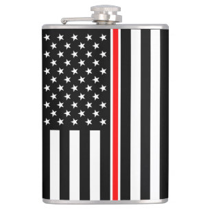 Thin Red Line Flag: Firefighter Hero Memorial Flask