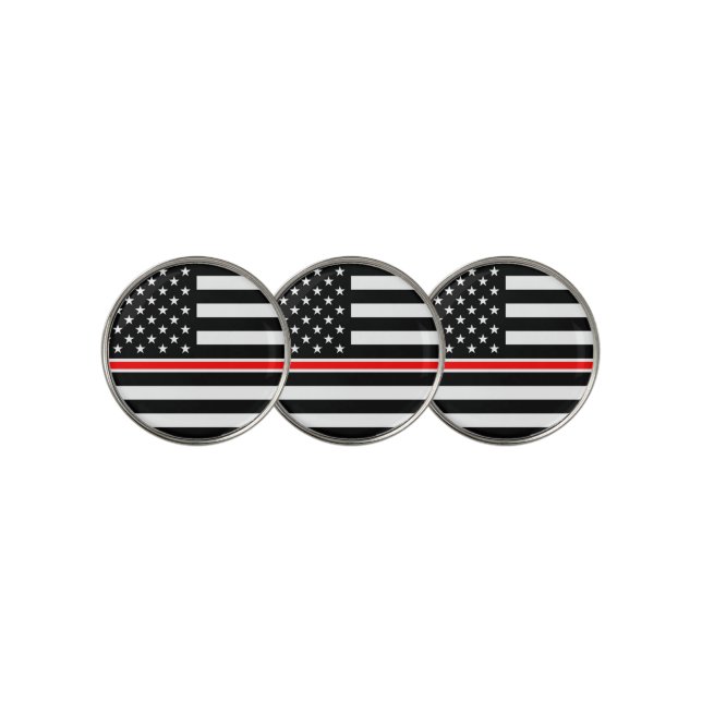 Thin Red Line Flag: Firefighter Hero Memorial Golf Ball Marker (3 Up)