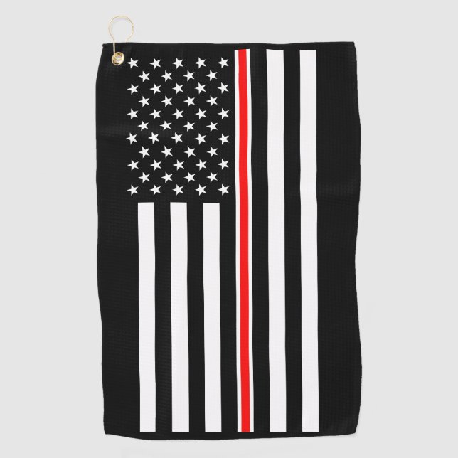 Thin Red Line Flag: Firefighter Hero Memorial Golf Towel (Front)