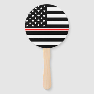 Thin Red Line Flag: Firefighter Hero Memorial Hand Fan