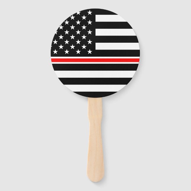 Thin Red Line Flag: Firefighter Hero Memorial Hand Fan (Front)