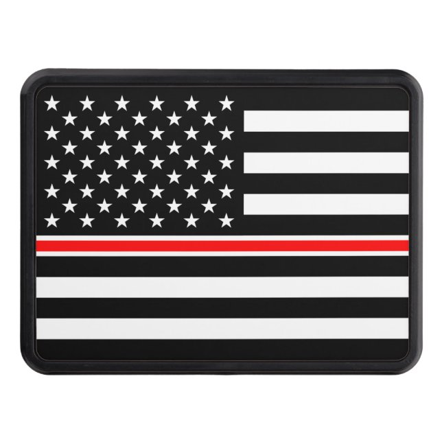 Thin Red Line Flag: Firefighter Hero Memorial Hitch Cover (Front)