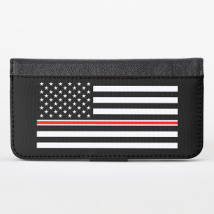 Thin Red Line Flag: Firefighter Hero Memorial iPhone X Wallet Case