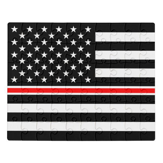 Thin Red Line Flag: Firefighter Hero Memorial Jigsaw Puzzle (Puzzle Horizontal)