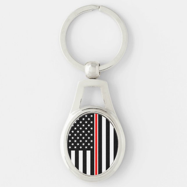 Thin Red Line Flag: Firefighter Hero Memorial Keychain (Front)
