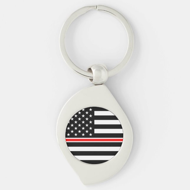 Thin Red Line Flag: Firefighter Hero Memorial Keychain (Front)