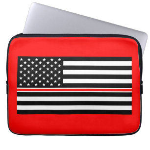 Thin Red Line Flag: Firefighter Hero Memorial Laptop Sleeve