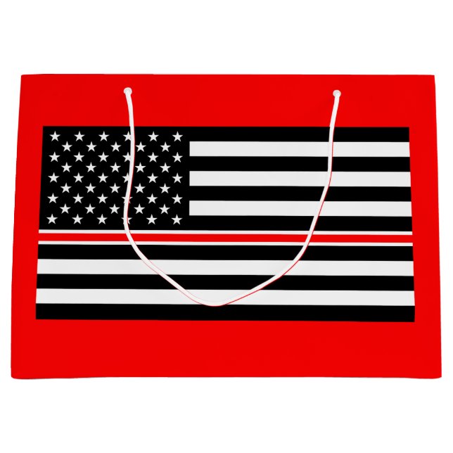 Thin Red Line Flag: Firefighter Hero Memorial Large Gift Bag (Front)