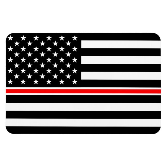 Thin Red Line Flag: Firefighter Hero Memorial Magnet (Horizontal)