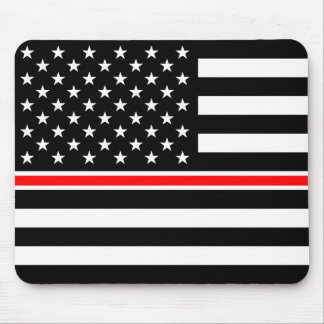 Thin Red Line Flag: Firefighter Hero Memorial Mouse Pad
