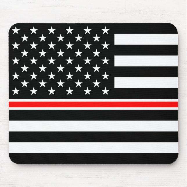 Thin Red Line Flag: Firefighter Hero Memorial Mouse Pad (Front)