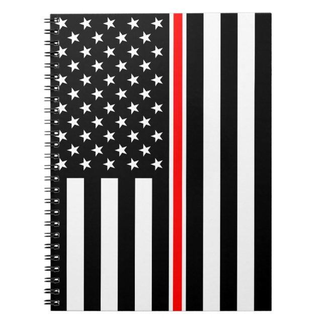 Thin Red Line Flag: Firefighter Hero Memorial Notebook (Front)